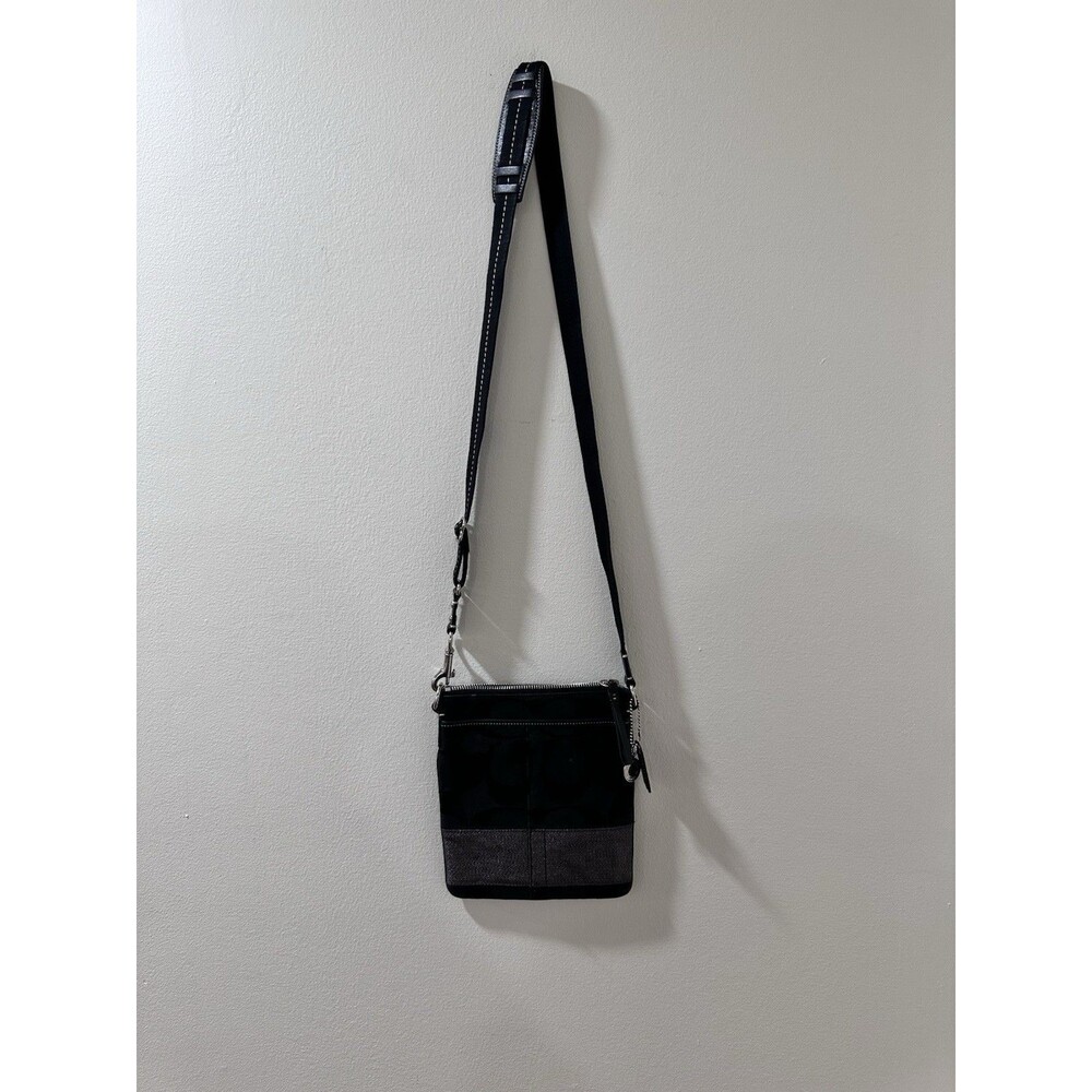 Coach Signature Crossbody Swing Bag Black Silver F06M-10129   Purse Shoulder Bag